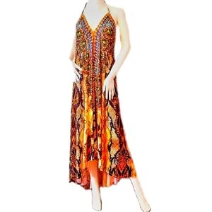 VENUS Island Prt Halter Hi-Lo Dress-S